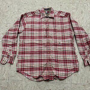 Vintage Tommy Hilfiger 90s Plaid Oxford Button Down Red/Tan Shirt Men's Medium